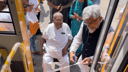 Dr. Faruk G. Patel inaugurates DWTI’s Divyang student’s School Bus