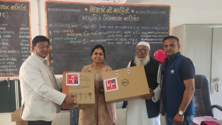 KP Human Development Foundation donated two computer sets and one printer to the school in Nahiyer village, Ta. Amod, Dist. Bharuch.