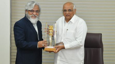 Dr. Faruk G. Patel formal discussion with honourable Chief Minister Shri. Bhupendrabhai Patel. Healthy discussion on “Prabhu Nu Ghar”, an old age home for differently-abled and renewal energy.