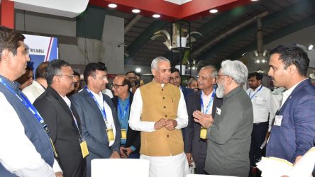 Governor Acharya Devvrat visits KP Group at SGCCI UDYOG 2024!