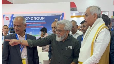 Governor Acharya Devvrat visits KP Group at SGCCI UDYOG 2024!