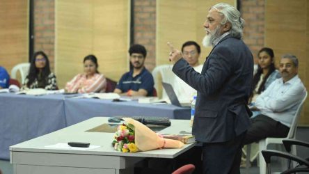 Dr. Faruk G. Patel, CMD of KP Group, gave a lecture at IIM Ahmedabad on ethics and values, highlighting their application in business and daily life. He also participated in a live Q&A session, answering students’ questions.