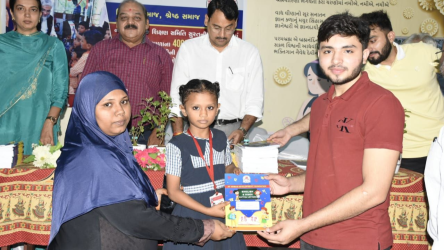 K.P. Human Foundation distributed English-Hindi learning books to over 4000 students in 44 schools of the Sikshan samiti in Rander zone.